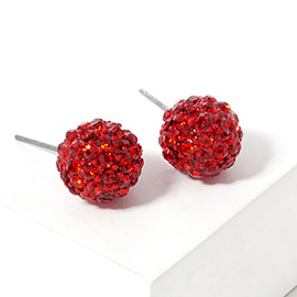 Rhinestone Pave Disco Ball Stud Earrings