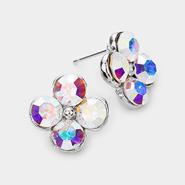 Genuine Crystal Clover Stud Earrings