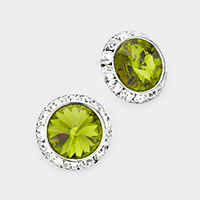 Rivoli Cut Genuine Crystal Round Stud Earrings