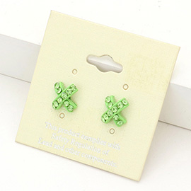 Rhinestone Embellished Crisscross Stud Earrings