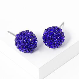 Rhinestone Pave Disco Ball Stud Earrings