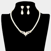 Crystal Accented Pearl Collar Necklace