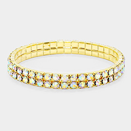 2-ROW Rhinestone Stretch Evening Bracelet