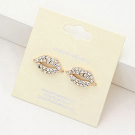 Crystal Pave Lips Stud Earrings