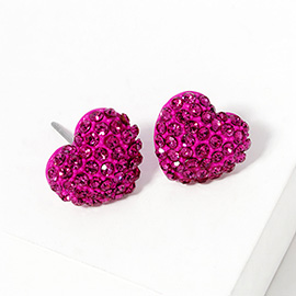 Crystal Pave Heart Stud Earrings