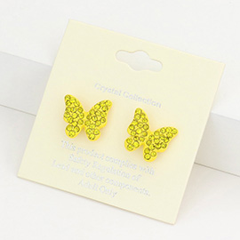 Rhinestone Pave Butterfly Stud Earrings