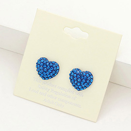 Crystal Pave Heart Stud Earrings