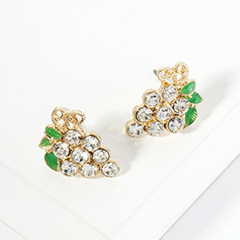 Crystal Stone Paved Grape Stud Earrings