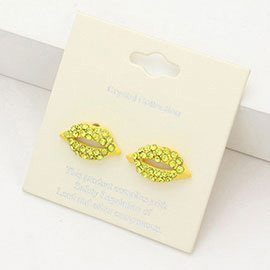 Crystal Pave Lips Stud Earrings