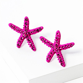 Crystal Paved Starfish Stud Earrings