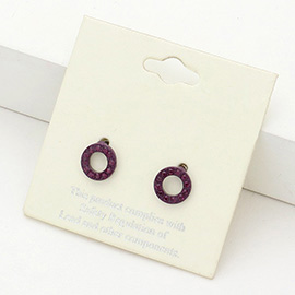 Rhinestone Embellished Open Circle Stud Earrings