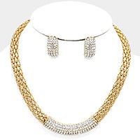 Crystal rhinestone metal mesh necklace