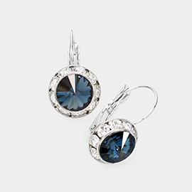 Rivoli Cut Genuine Crystal Lever Back Earrings