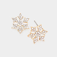 Crystal Pave Snowflake Stud Earrings