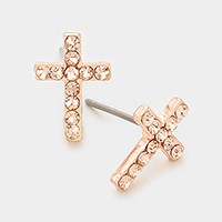 Crystal cross stud earrings