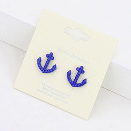 Crystal Pave Anchor Stud Earrings