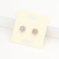 Rhinestone Pave Round Disc Stud Earrings