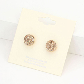 Rhinestone Pave Round Disc Stud Earrings