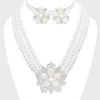 PEARL BLOOM 3-ROW NECKLACE