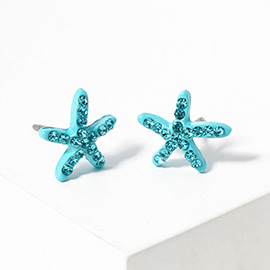 Crystal Paved Starfish Stud Earrings