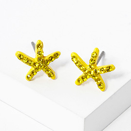 Crystal Paved Starfish Stud Earrings