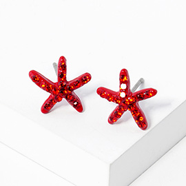 Crystal Paved Starfish Stud Earrings