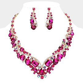 Glass crystal evening necklace