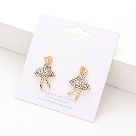 Crystal Paved Ballerina Stud Earrings