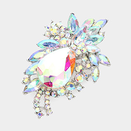 Glass Crystal Teardrop Flower Pin Brooch / Pendant
