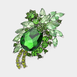 Glass Crystal Teardrop Flower Brooch / Pendant