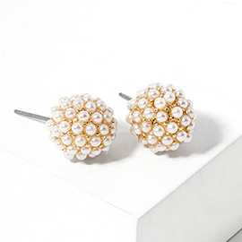 Pearl Disco Ball Stud Earrings