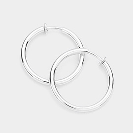 1.25 Inch Clip On Hoop Earrings