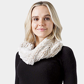 Two Tone Fuzzy Fur Infinity Scarf