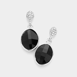 Oval Crystal Rhinestone Drop Earrings