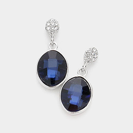 Oval Crystal Rhinestone Drop Earrings