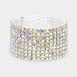 9-Row Rhinestone Stretchable Bracelet