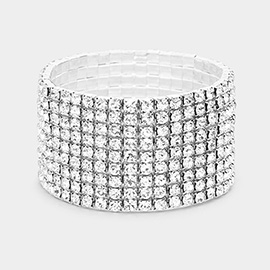 9-Row Rhinestone Stretchable Bracelet