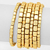 7 PCS - Metal bead stack stretch bracelets