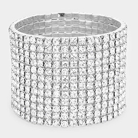 12-Row Crystal Rhinestone Stretchable Bracelet