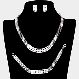 3PCS - Crystal Rhinestone Necklace Jewelry Set