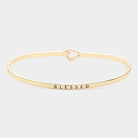 BLESSED Message Thin Brass Metal Hook Bracelet