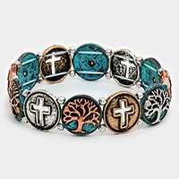 Cross & Tree of Life Stretch Bracelet