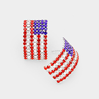 Crystal Pave American Flag Earrings