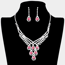 Crystal Rhinestone Teardrop Glass Necklace