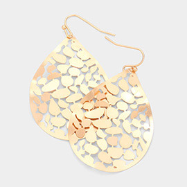 Hammered Metal Cut out Teardrop Earrings