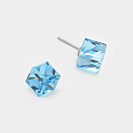 6mm Genuine crystal cube stud earrings