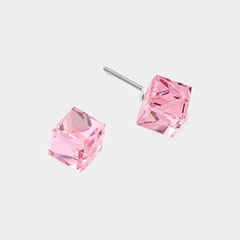 Genuine Crystal Cube Stud Earrings