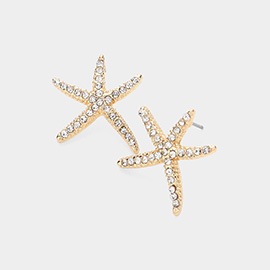 Crystal Paved Starfish Stud Earrings