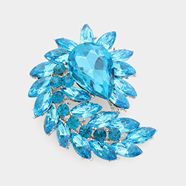 Glass Crystal Marquise Cluster Brooch / Pendant