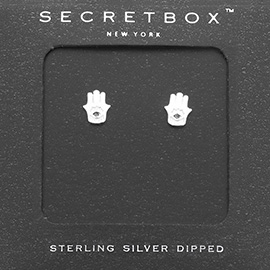 Secret Box_Sterling Silver Dipped Hamsa Hand Stud Earrings